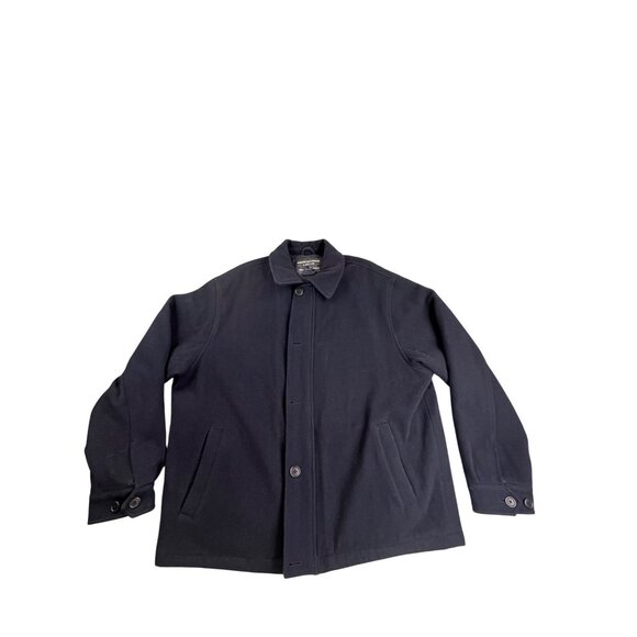 Abercrombie & Fitch Mens Large Navy Wool Jacket Quilted Lining Heavy Winter Coat - Picture 1 of 12